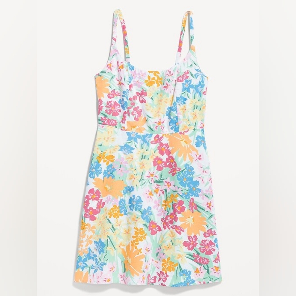 Old Navy Fit & Flare Cami Mini Dress in Pink/Orange Floral SZ Large
